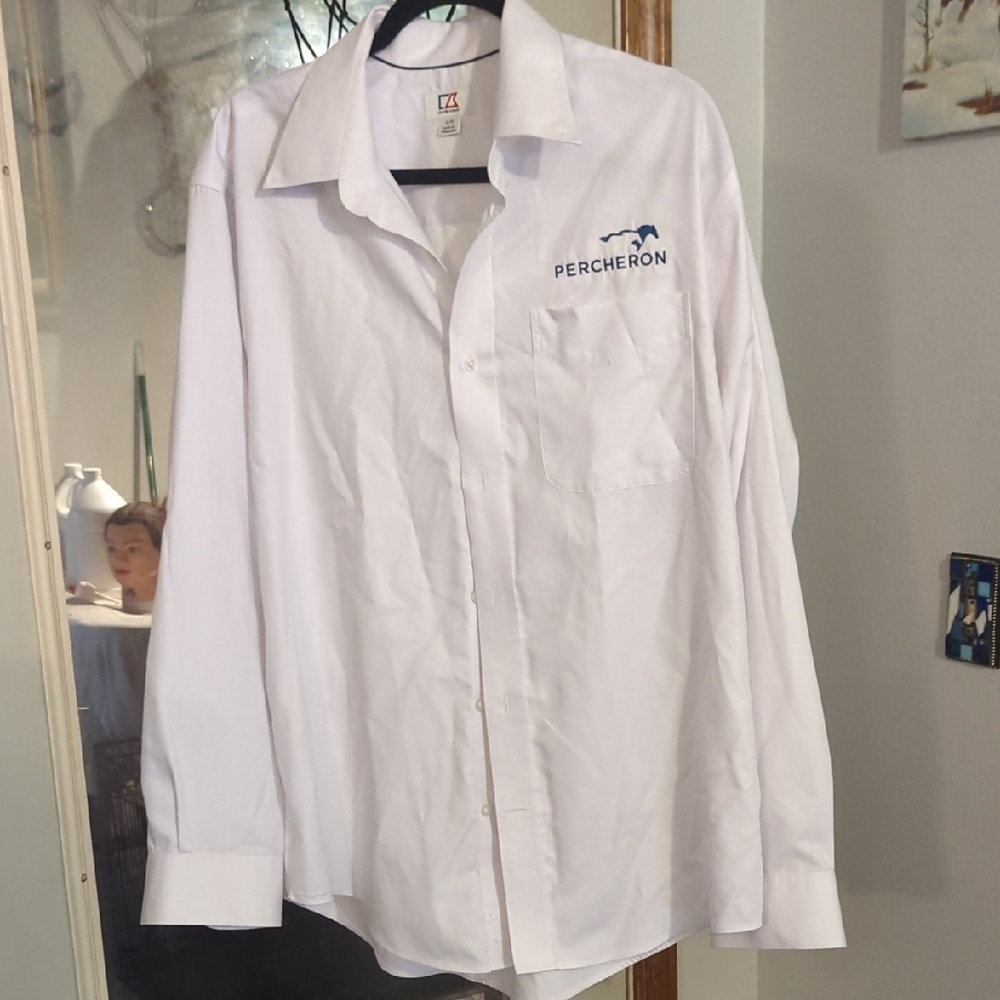 White Casual Button Down Shirt with Classic Collar